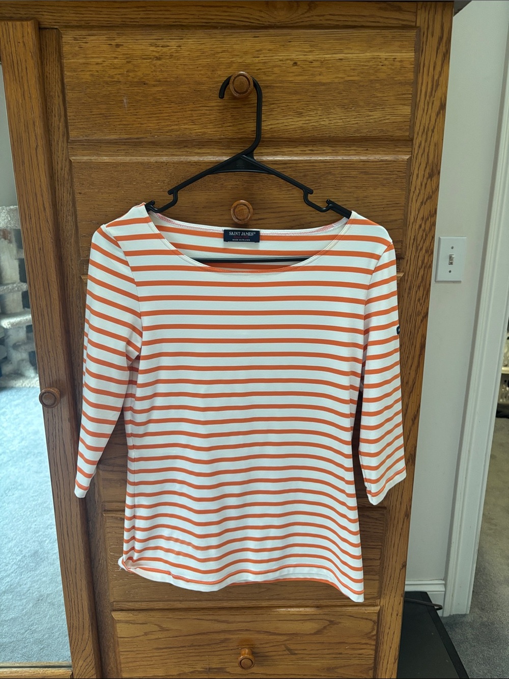 Saint James Orange & Cream Striped Breton Top
